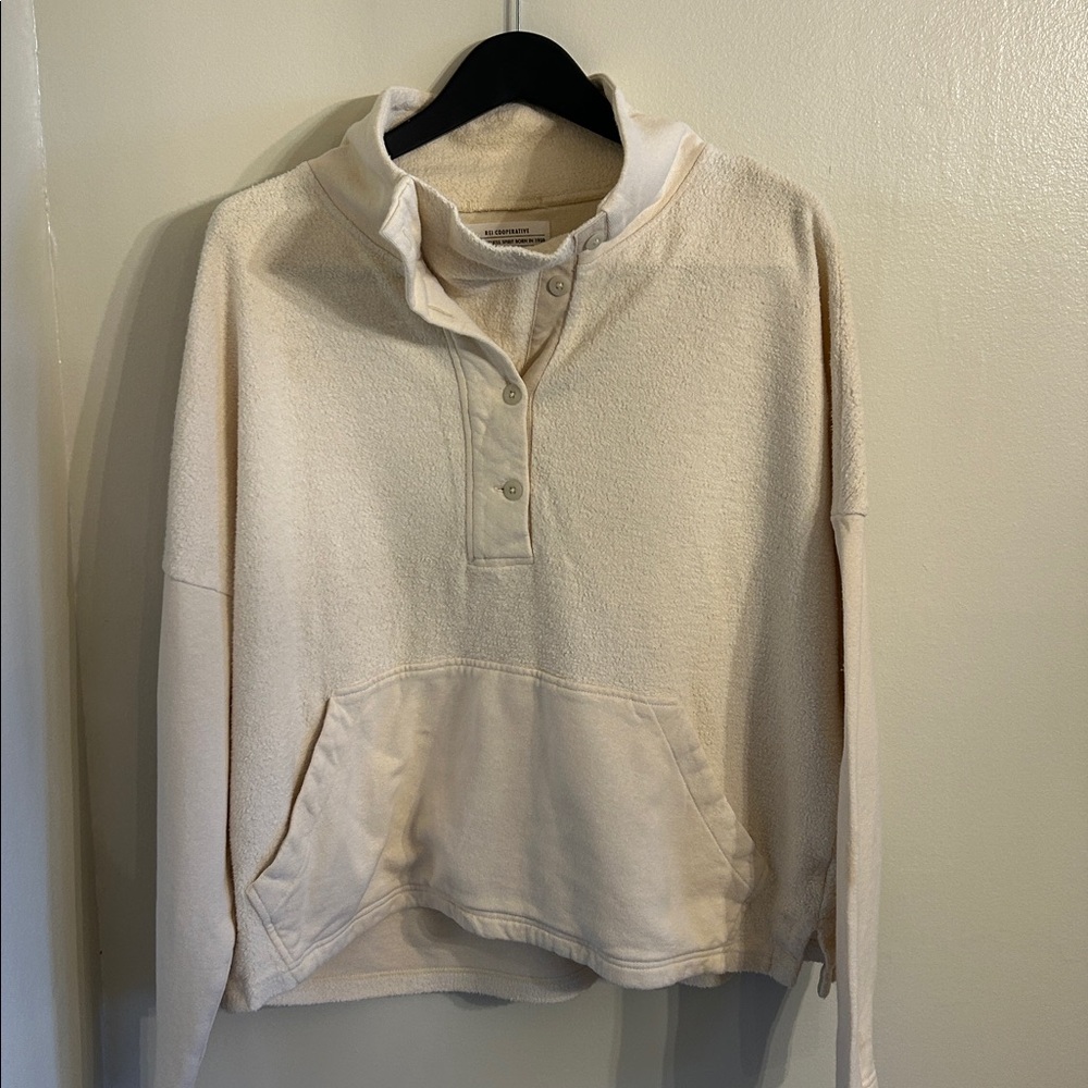 REI Co-op Women Wallace Lake Fleece Pullover Size XL Natural Hemp Cotton Neutral